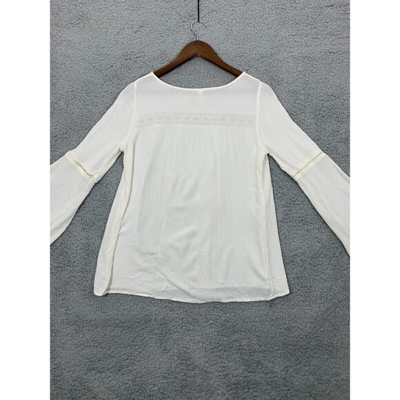 XHILARATION White Flare Sleeve Window Lace Blouse Prairiecore CottageCore Granny - Picture 7 of 13